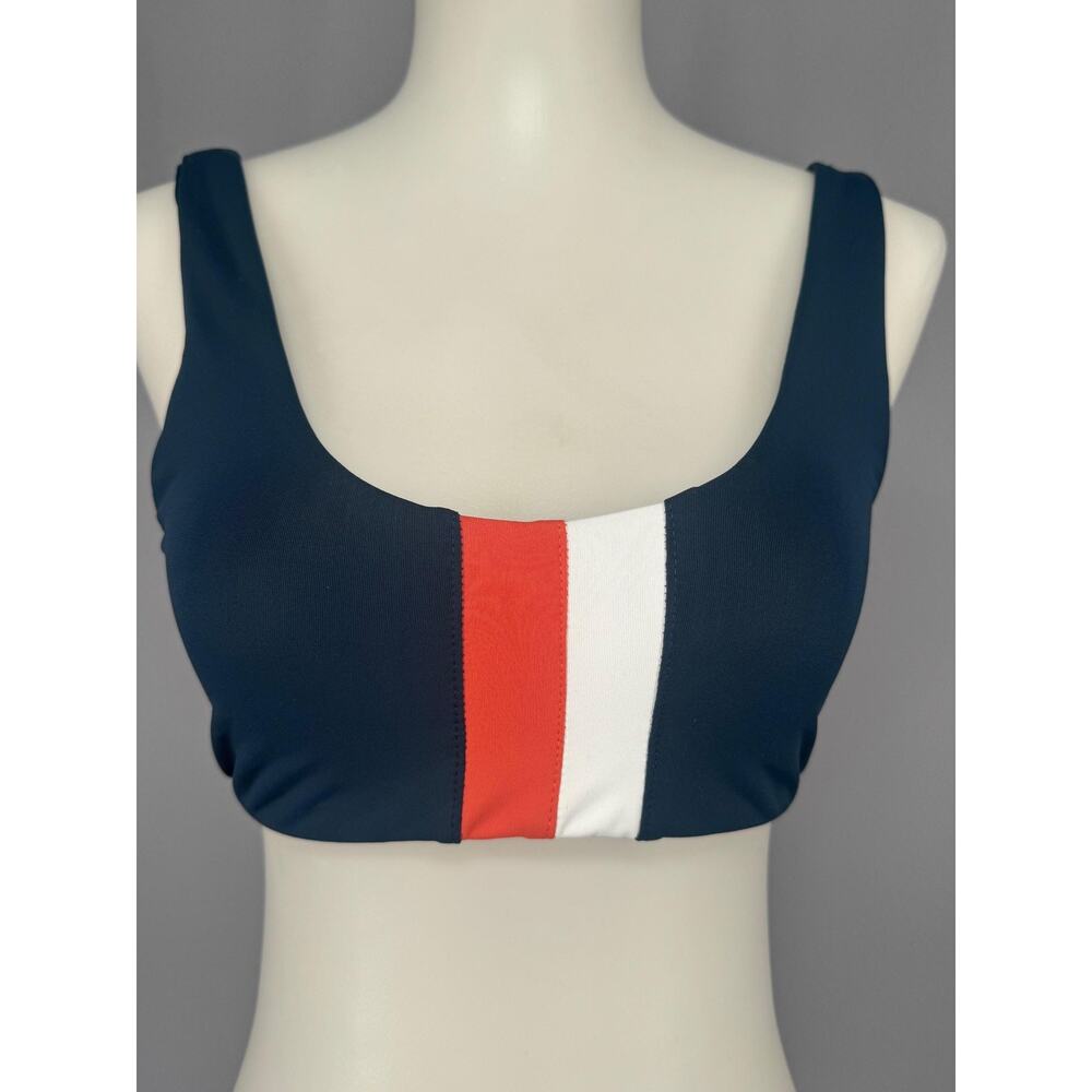 AYDA Sports Bra Womens Small Blue Colorblock Athletic Wide Strap Athleisure